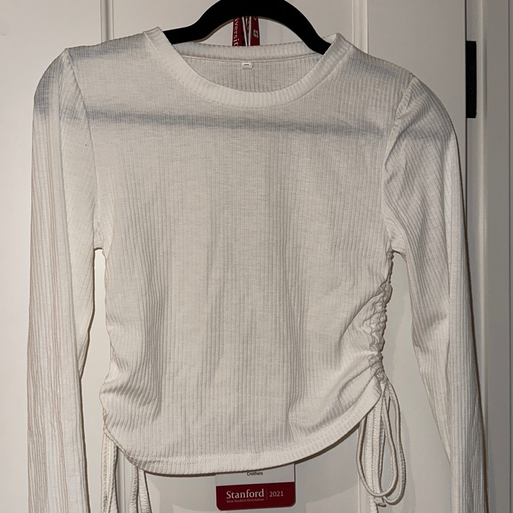 SHEIN Unity Drawstring Ruched Side Rib-knit Crop Tee
